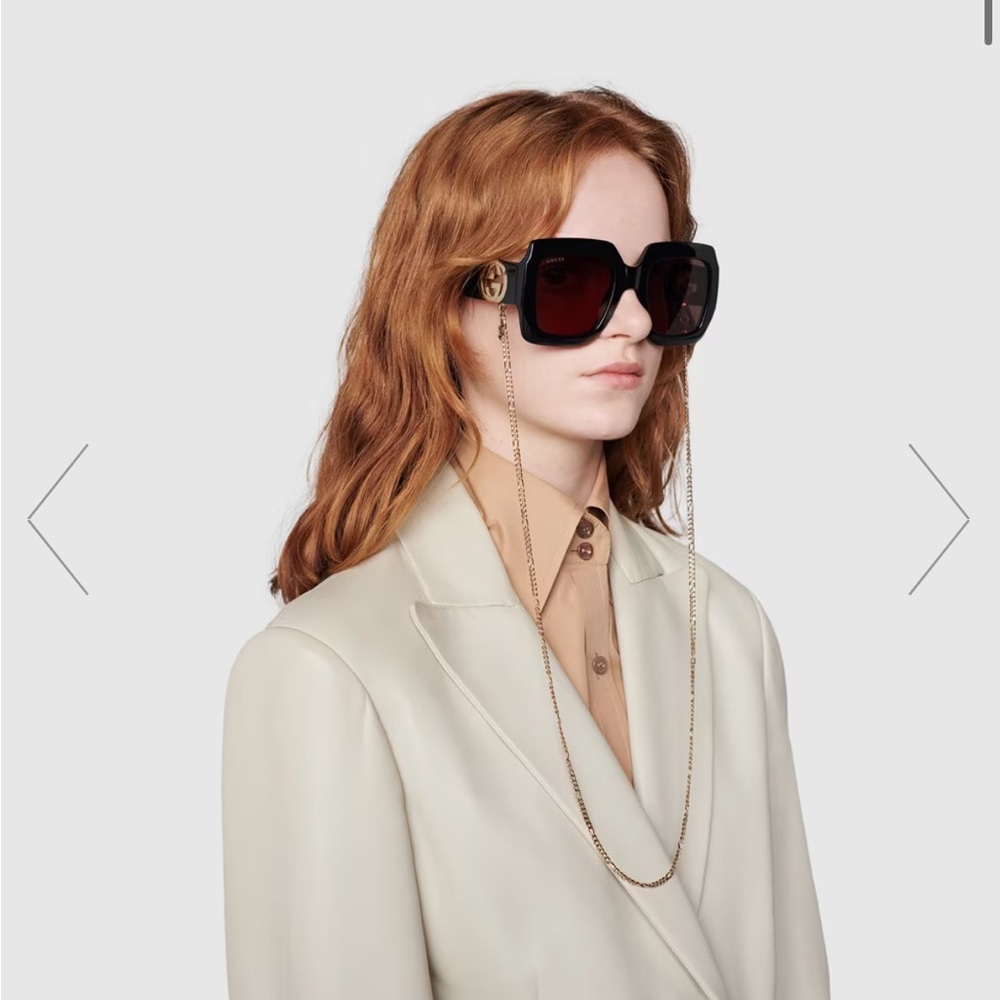Gucci Rectangular Sunglasses With Chain - image 8